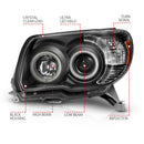ANZO 2006-2009 Toyota 4Runner Projector Headlights w/ Halo Black